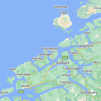 Map showing location of Kristiansund (63.110450, 7.727950)