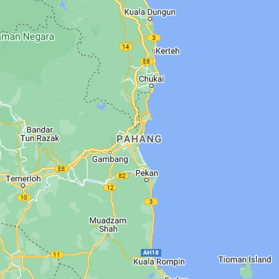 Map showing location of Kuantan (3.807700, 103.326000)