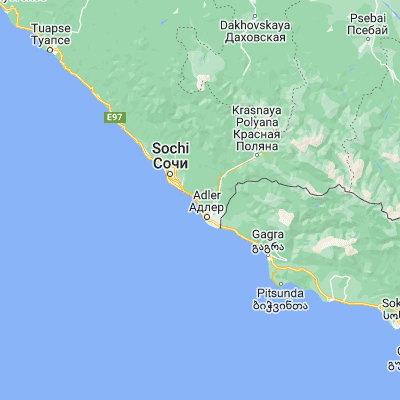 Map showing location of Kudepsta (43.495470, 39.892940)