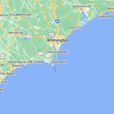 Map showing location of Kure Beach (33.996840, -77.907210)