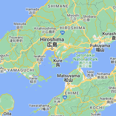 Map showing location of Kure (34.233330, 132.566670)