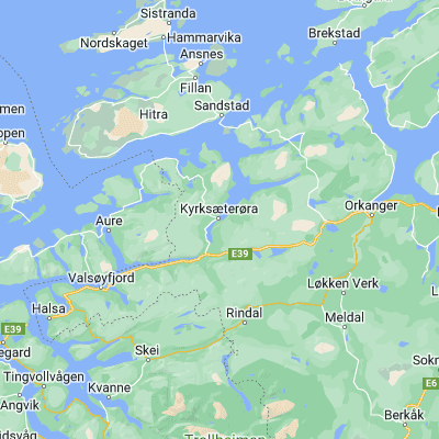 Map showing location of Kyrksæterøra (63.290570, 9.089090)