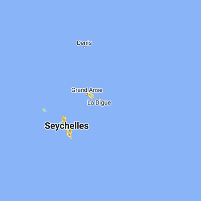 Map showing location of La Digue (-4.380000, 55.846667)