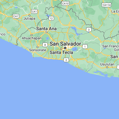 Map showing location of La Libertad (13.488330, -89.322220)