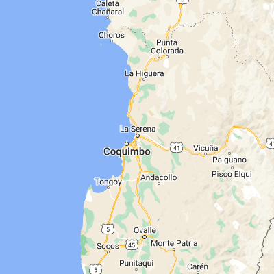 Map showing location of La Serena (-29.907780, -71.254170)