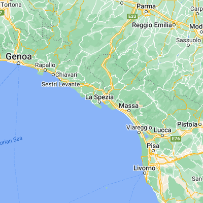 Map showing location of La Spezia (44.110540, 9.843390)