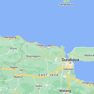 Map showing location of Labuhan (-6.884400, 112.205100)