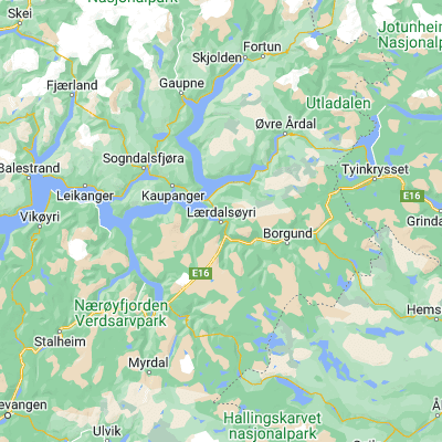 Map showing location of Lærdalsøyri (61.098050, 7.481580)