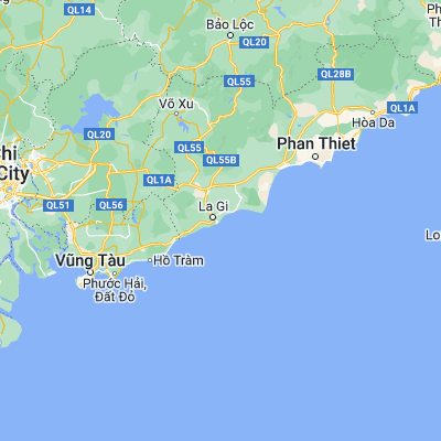 Map showing location of Lagi (10.666670, 107.783330)