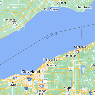 Map showing location of Lake Erie (41.973330, -81.303130)