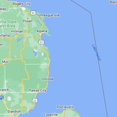 Map showing location of Lake Huron (44.734490, -83.121870)