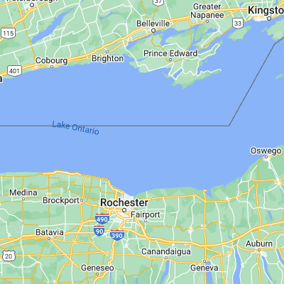 Map showing location of Lake Ontario (43.540470, -77.463730)