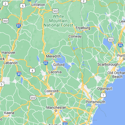 Map showing location of Lake Winnipesaukee (43.614450, -71.343970)