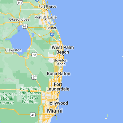Map showing location of Lake Worth (26.617080, -80.072310)