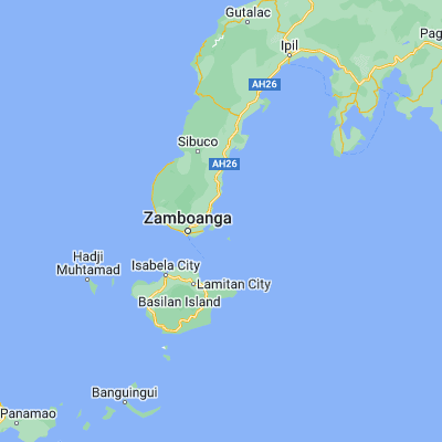 Map showing location of Landang Laum (6.968890, 122.249170)