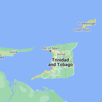 Map showing location of Laventille (10.649170, -61.498890)