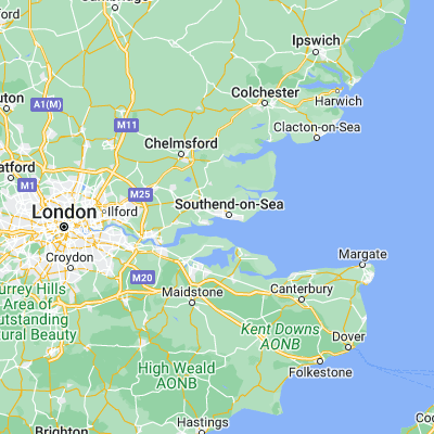 Map showing location of Leigh-on-Sea (51.542970, 0.649050)