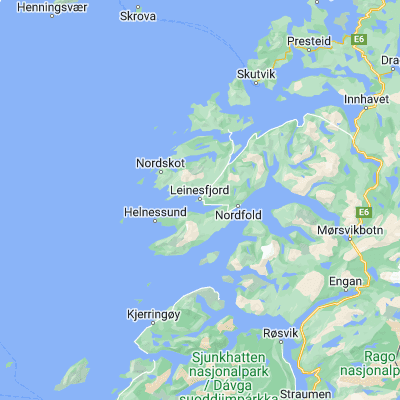 Map showing location of Leinesfjorden (67.775480, 15.015450)