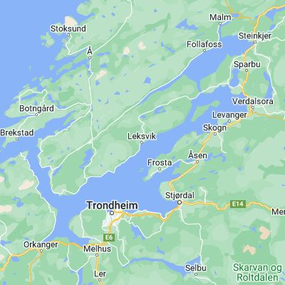 Map showing location of Leksvik (63.672480, 10.626600)
