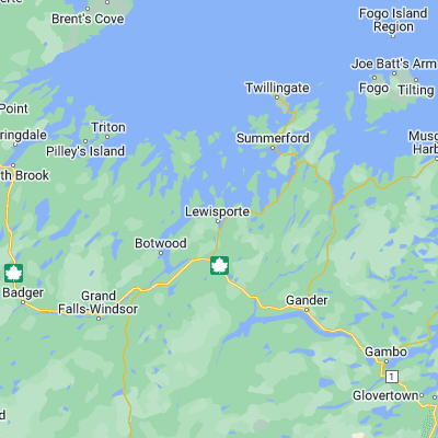 Map showing location of Lewisporte (49.249930, -55.048160)
