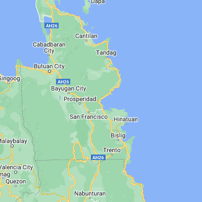 Map showing location of Lianga (8.633610, 126.094720)