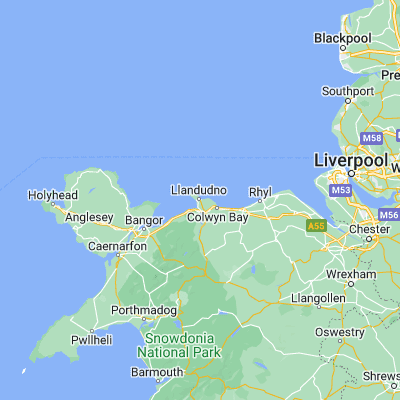 Map showing location of Llandudno (53.324980, -3.831480)