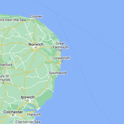Map showing location of Lowestoft (52.475200, 1.751590)