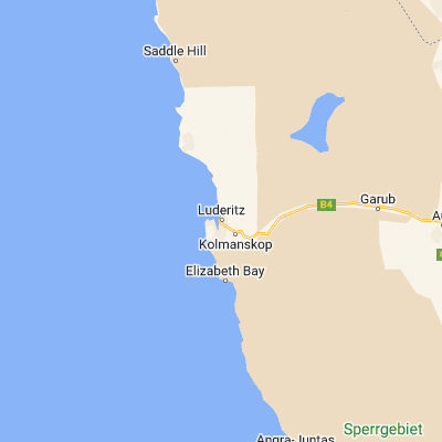 Map showing location of Lüderitz (-26.648060, 15.159440)