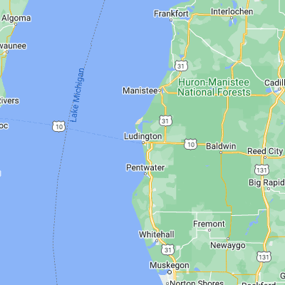 Map showing location of Ludington (43.955280, -86.452580)