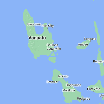 Map showing location of Luganville (-15.533330, 167.166670)