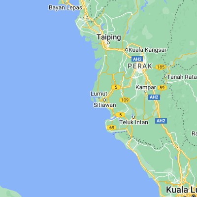 Map showing location of Lumut (4.232300, 100.629800)