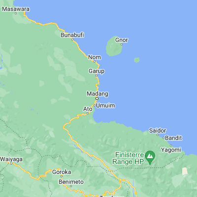 Map showing location of Madang (-5.224650, 145.796560)