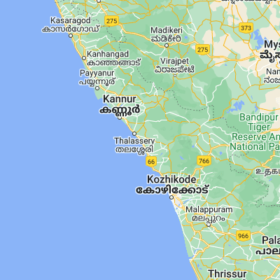 Map showing location of Mahe (11.700000, 75.533330)
