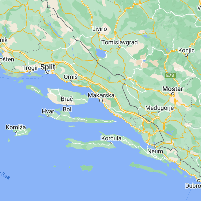 Map showing location of Makarska (43.296940, 17.017780)
