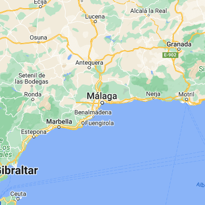 Map showing location of Málaga (36.720160, -4.420340)