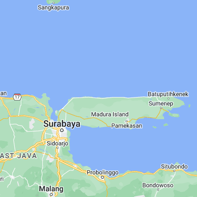 Map showing location of Mandeman Daya (-6.900000, 113.156500)