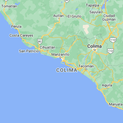 Map showing location of Manzanillo (19.050110, -104.318790)