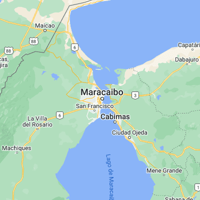 Map showing location of Maracaibo (10.631670, -71.640560)