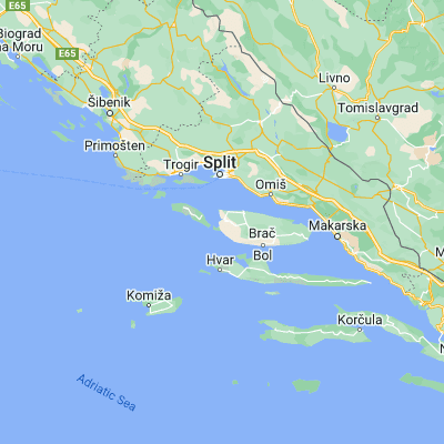 Map showing location of Marina (43.350000, 16.450000)