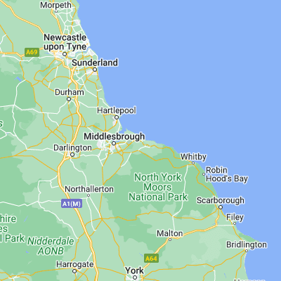 Map showing location of Marske-by-the-Sea (54.591470, -1.019590)