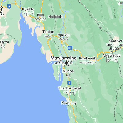 Map showing location of Martaban (16.531390, 97.611110)