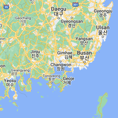 Map showing location of Masan (35.208060, 128.572500)