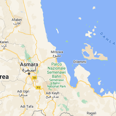 Map showing location of Massawa (15.608110, 39.474550)