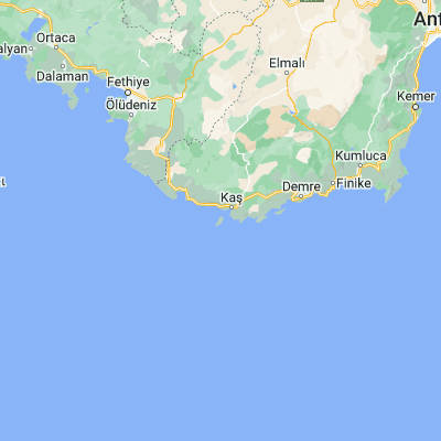 Map showing location of Megísti (36.148890, 29.593610)