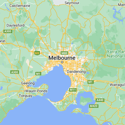 Map showing location of Melbourne (-37.814000, 144.963320)