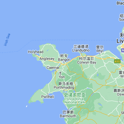 Map showing location of Menai Bridge (53.227750, -4.169260)