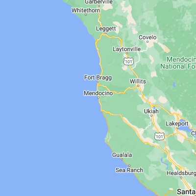 Map showing location of Mendocino (39.307670, -123.799460)