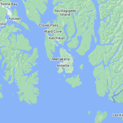 Map showing location of Metlakatla (55.129170, -131.572220)