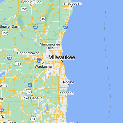 Map showing location of Milwaukee (43.038900, -87.906470)