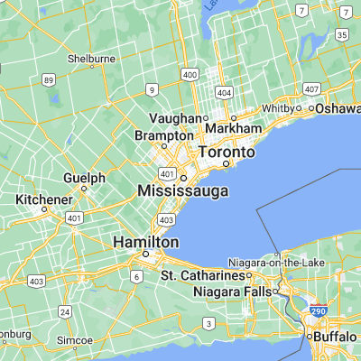 Map showing location of Mississauga (43.578900, -79.658300)